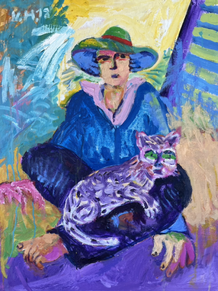 Mann mit Katze - Künstlernachlasss Prof. Norbert Hornig